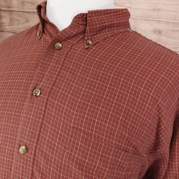 ROUNDTREE & YORKE 40s TWILL CHECK LONG SLEEVE BUTTON DOWN SHIRT MENS SIZE XL - Picture 2 of 7